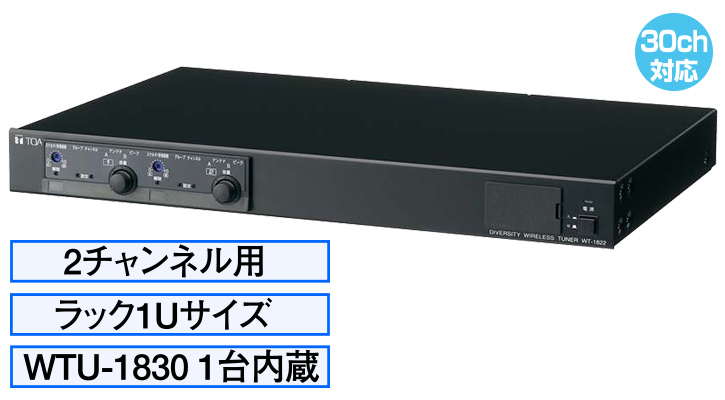 WT-1822 2チャンネル用、ラック1Uサイズ、WTU-1830 1台内蔵、30ch対応