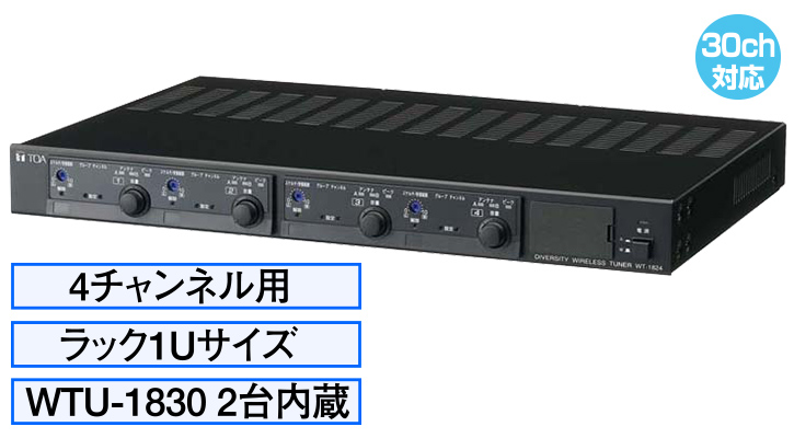 WT-1824 4チャンネル用、ラック1Uサイズ、WTU-1830 2台内蔵、30ch対応